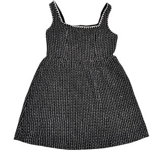 Cider Tweed U-Neckline Solid Mini Dress Sz M Black White Carbon N€W